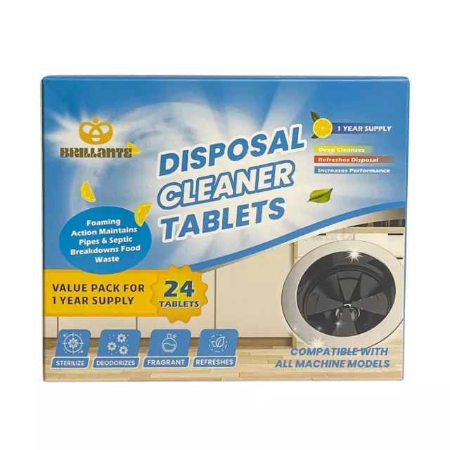 BRILLANTE Garbage Disposal Cleaner Tablets 24 Pack Fresh Citrus Foaming Scent