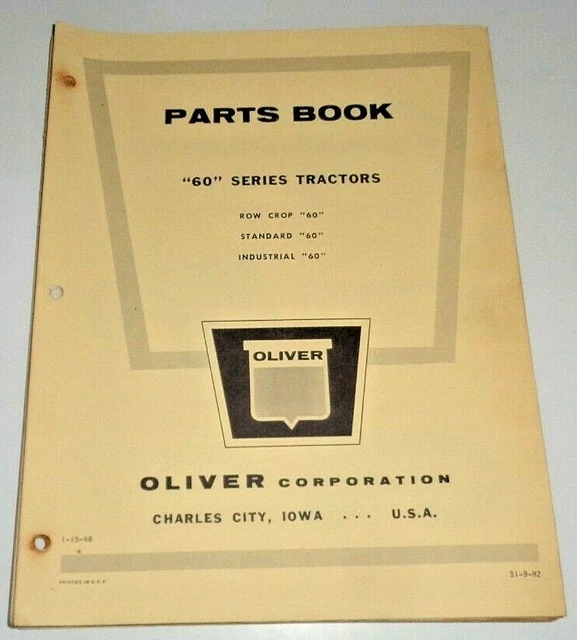 OLIVER 60 AG & Industrial Tractor Parts Catalog Manual Book ORIGINAL! 1