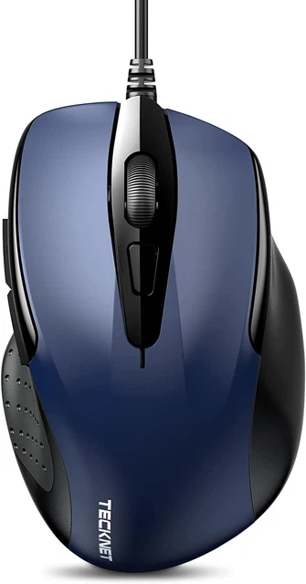 TECKNET USB Wired Mouse, 6-Button Corded Mouse with 2 Adjustable DPI, Optical
