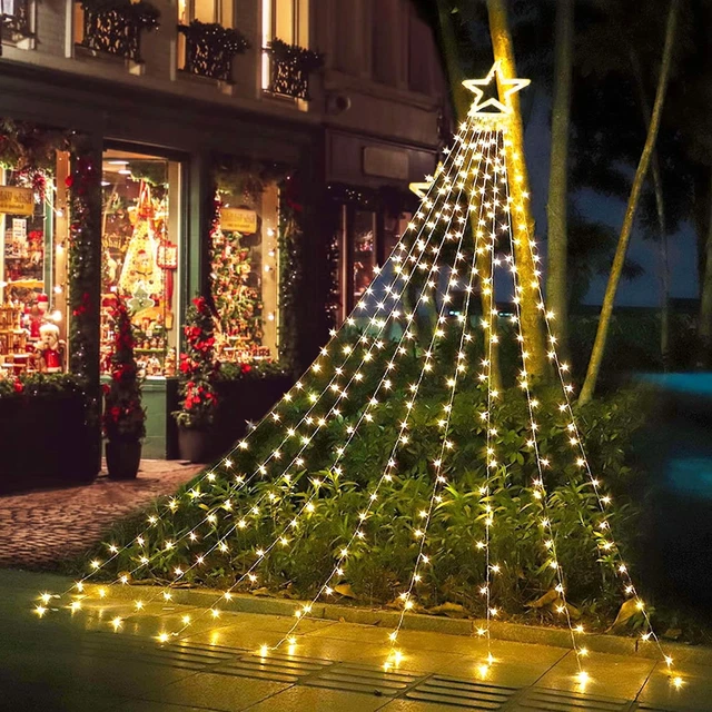 Outdoor Christmas Decoration Star String Lights 320 LED Waterfall Christmas Tree
