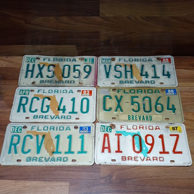 VNTG FLORIDA BREVARD County License Plates LOT of 6 Expired 1981,82,83