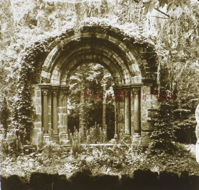 France Ruines Architecture romane c1920 Photo Plaque de verre Stereo Vintage 