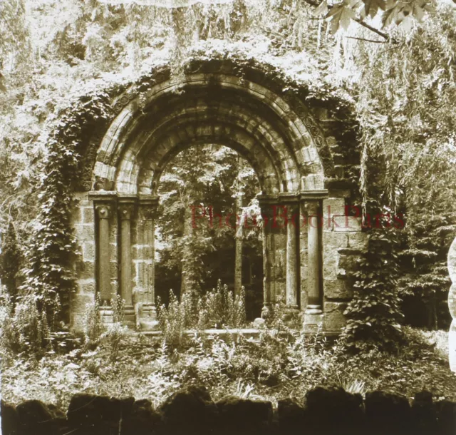 France Ruines Architecture romane c1920 Photo Plaque de verre Stereo Vintage 