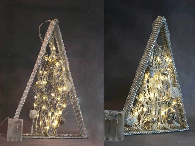 LED Weihnachtsdeko Herbstdeko silber 6/18h Timer warmweiße LEDs 32 o. 46cm
