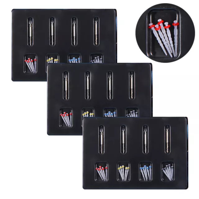 3 boxes Dental Quartz Glass Fiber Resin Post with 4 Drill Screw Thread L