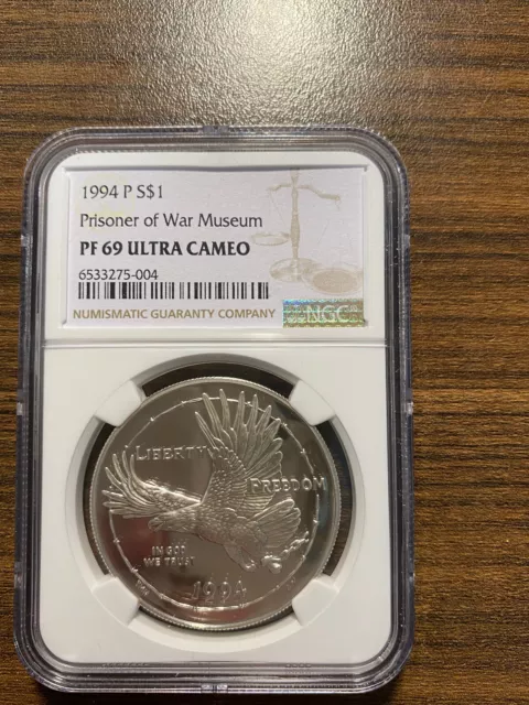 1994-P Prisoner of War Museum Silver Dollar Commemorative S$1 NGC PROOF 69 UCAM