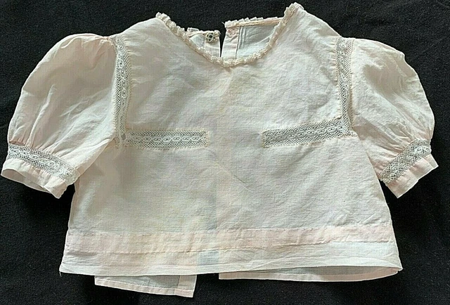 Brassière Bébé Ancienne En Coton - Manches Longues Brodées - Taille 3 Mois - Occasion Très Bon État - Blanc