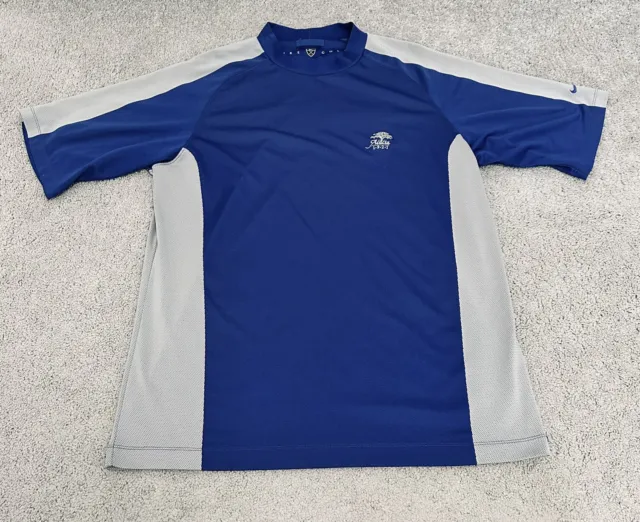 Nike Golf Shirt Mens Large Blue Gray Swoosh Mock Neck Outdoors Embroidered