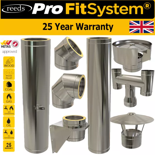 Twin Wall Flue Insulated Flue Kit 6inch For Stoves - Stainless Steel Flue 150mm