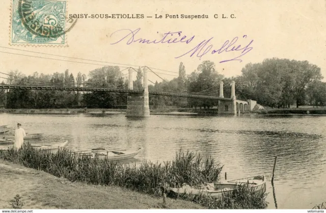 9368 cpa 91 Soisy sous Etiolles - the suspension bridge