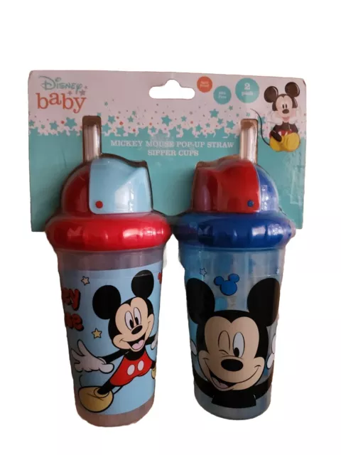Paquete de 2 tazas de sorbedor de paja emergentes para bebé Disney Mickey Mouse
