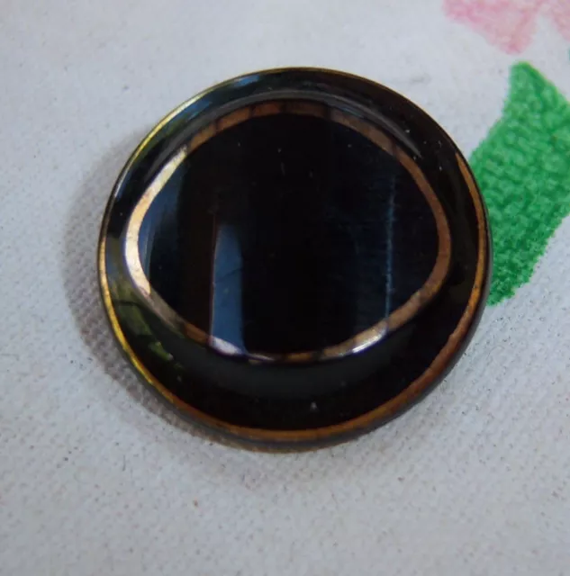 B30  BOUTON noir avec tour doré à facettes en verre 18 mm