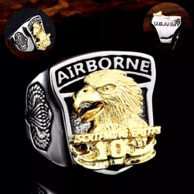 New Men US Marine Corps Ring Trend Eagle Titanium Steel Ring Retro Hand Ornament