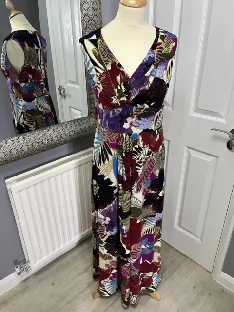 Ladies stunning multi print lined size 12 maxi dress by Minuet BNWT