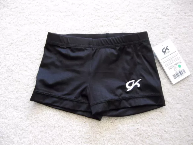 NWT GK Elite Stars Black Gymnastics Leotard Bar Shorts Nylon Spandex Child Adult