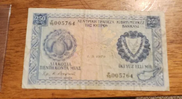 Cyprus PK# 42 500 Mils Circulated Banknote
