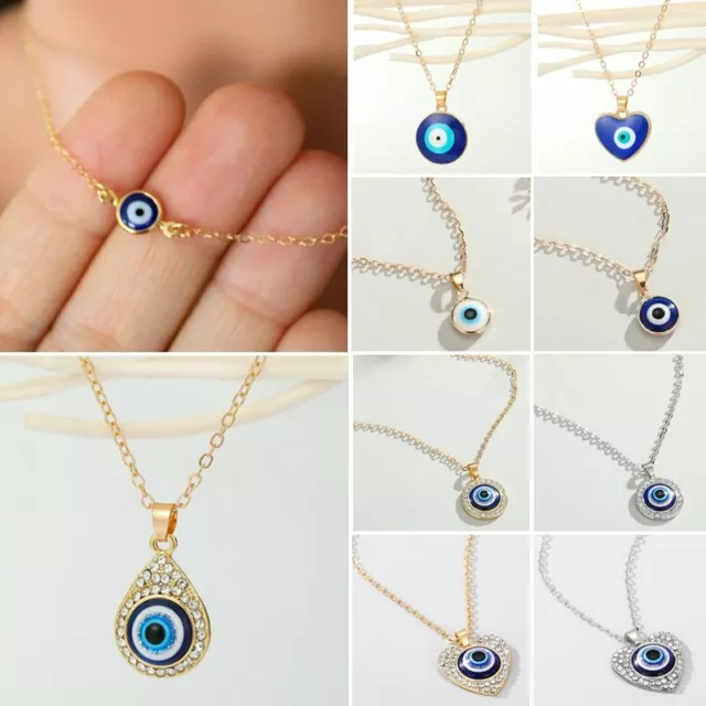 Turkish Lucky Evil Eye Beads Pendant Necklace Blue Eye Clavicle Women Jewelry