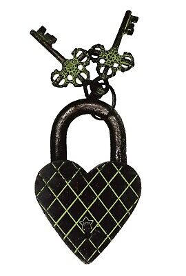 Heart Shape Skull Design Padlock Antique Vintage Style Handmade Brass Door Lock 3