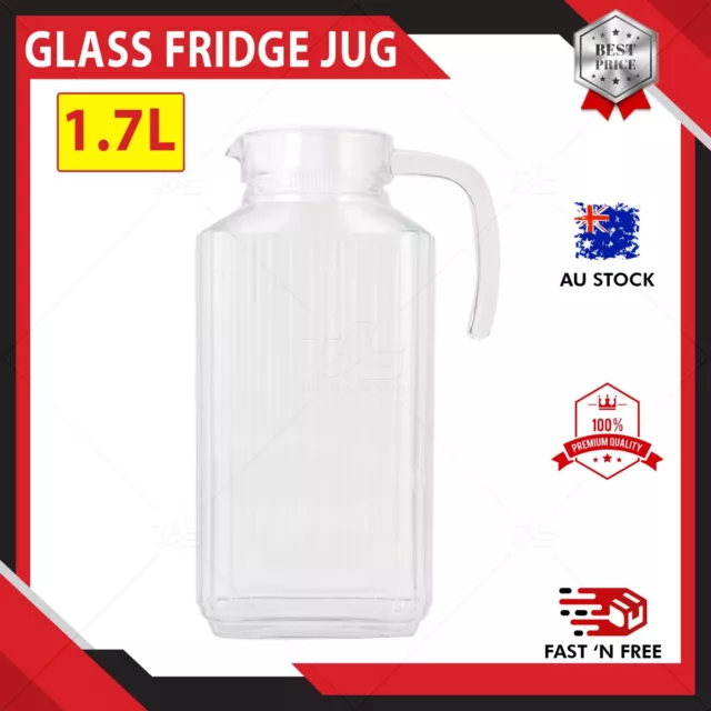 1.7l Pitcher Jug Water & Jug Juice Drinks Serving Water Fridge Container Clear