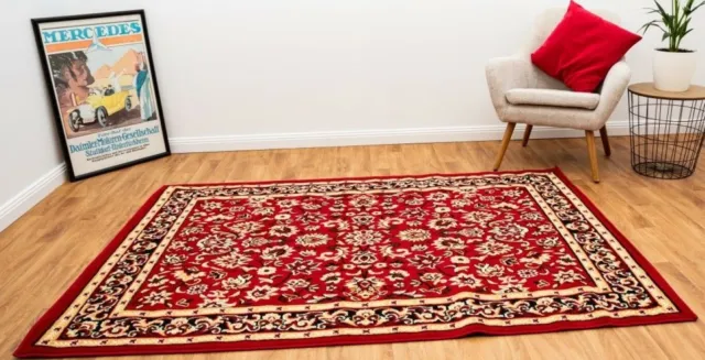 ALLY Red Black Rug Traditional Persian Floor Mat Carpet 27