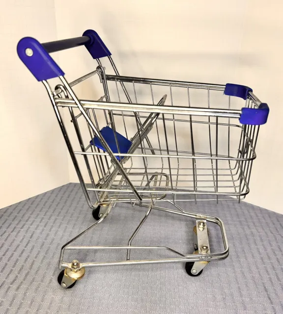 Miniature ￼Grocery Store Cart - Metal Shopping Cart for Toys, Dolls, 12” Tall