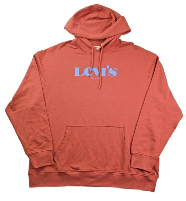 Levis Mens XL Hoodie Pullover Sweatshirt Cotton Long Sleeves Pocket Rust $59 NEW