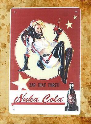 Fallout Nuka Cola girl tin metal sign accent wall plaques