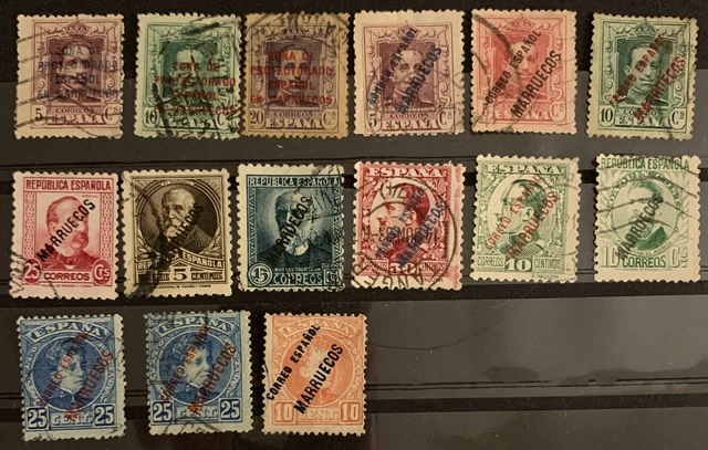 L3/6 Spain Tanger Stamp Very Nice 15 1920s-30s Overprint UH/LH Great Coll