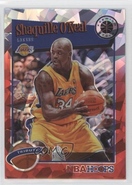 2019 NBA Hoops Premium Stock Tribute Red Cracked Ice Prizm Shaquille O'Neal HOF