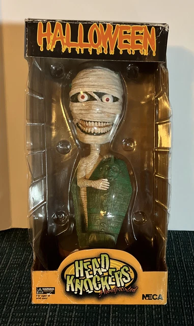 Vintage Retired Neca HALLOWEEN MUMMY HEAD KNOCKERS Bobble-Head Damaged Box