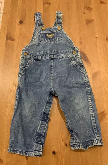 OshKosh B’gosh Vestbak Boys 18M Blue Denim Overalls USA Vintage