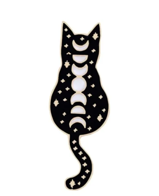 Moon Phase Cat Lapel Pin/Brooch
