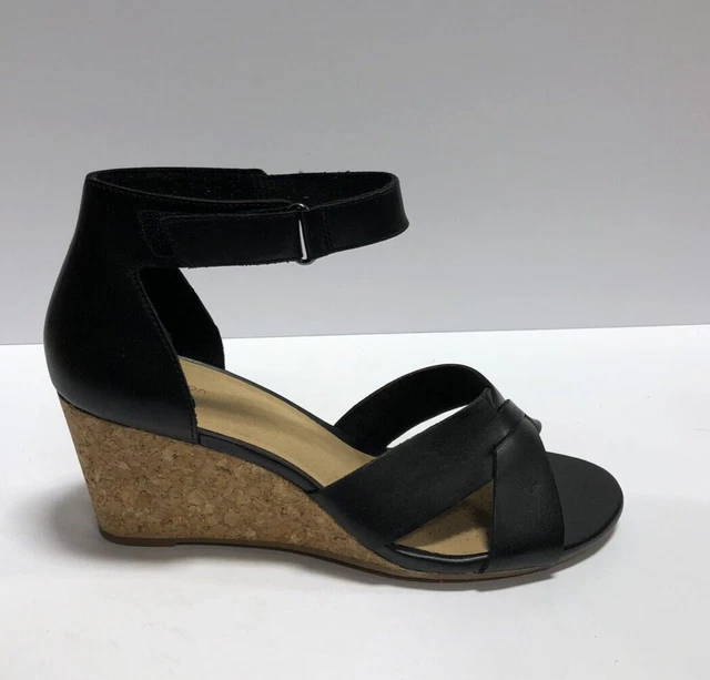 Clarks Womens Margee Gracie Sandal Black Leather Size 11 M