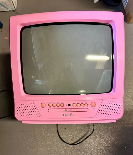 Televisione cubo CRT rosa 14" pollici - monitor da gioco retrò - guasto vassoio DVD