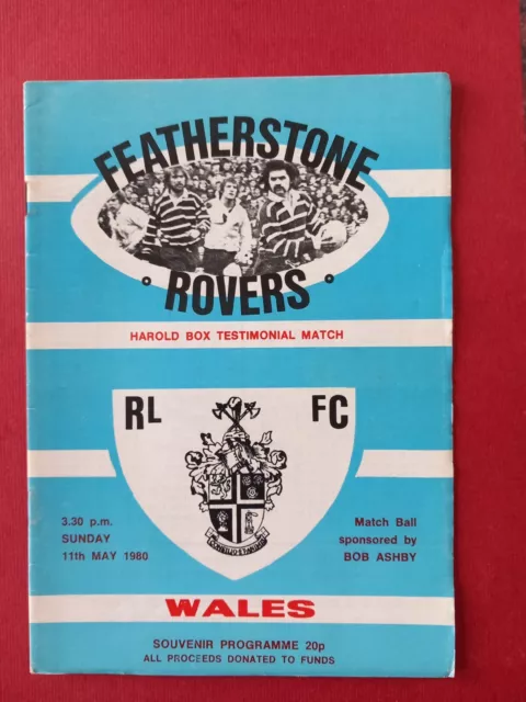 Harold Box testimonial match programme - Featherstone Rovers v Wales - 11/5/1980