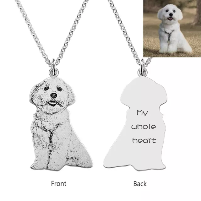 Personalized 925 Sterling Silver Pet Photo Pendant Necklace Customized Gift