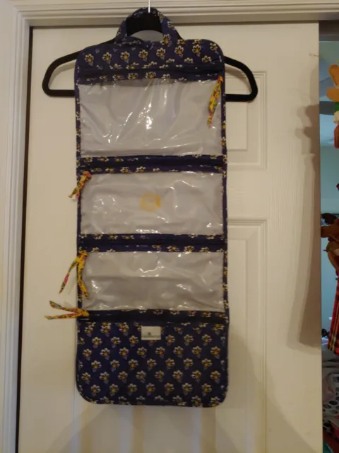 VERA BRADLEY Blue Yellow Floral Hanging Travel Organizer Toiletry Cosmetic Bag