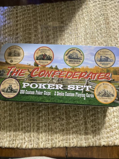 "The Confederates" Poker Set 200 Custom Poker Chips + 2 Playing Card Decks