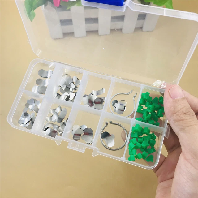 Dental Add On Wedges Rubber+100PCS Sectional Contoured Matrices 50 μm +2 Rings