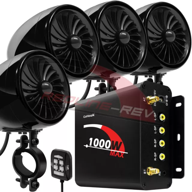 1000 W Amp moto étanche Bluetooth stéréo 4 haut-parleurs système audio MP3 VTT