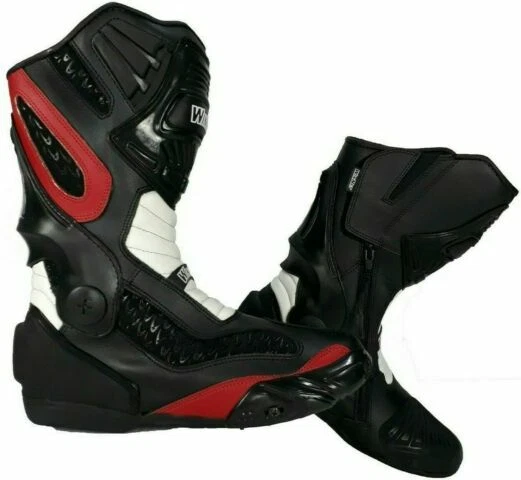Bottes Chaussures Sport racing de Course pour Moto en Cuir avec Protections