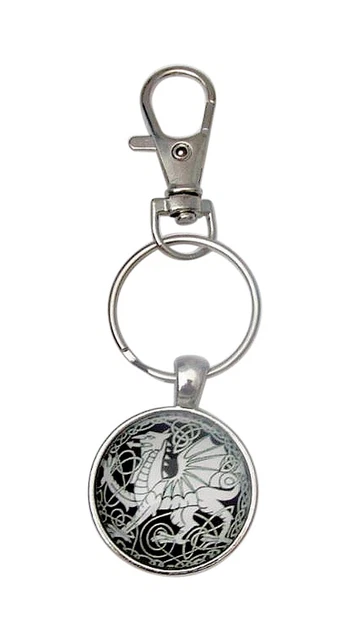 Porte-clés Cabochon Lune Et Soleil Vintage - Argenté, Acier, Neuf Avec étiquettes