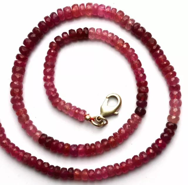 Natural Gem Pink Sapphire Micro Faceted 6MM Rondelle Beads Necklace 157Cts. 17"