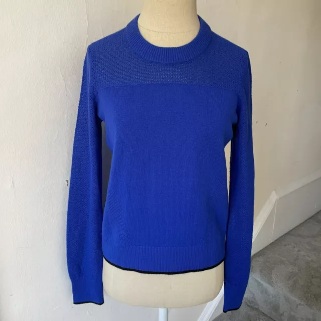 Rag & Bone Electric Blue Perforated 100% Cashmere Crewneck Sweater EUC Size XS