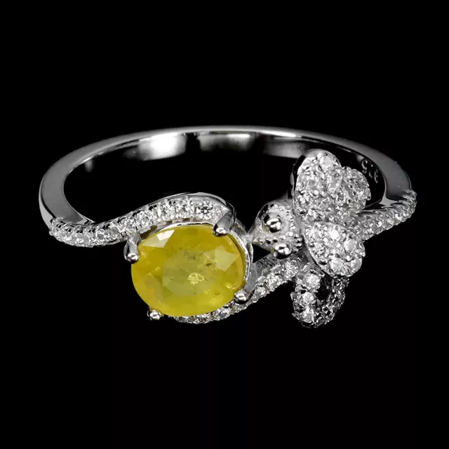 Heated Oval Yellow Sapphire 7x5mm Cz Gemstone 925 Sterling Silver Jewelry Ring 9