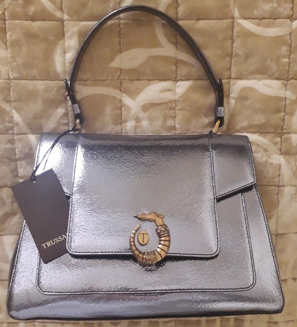TRUSSARDI BORSA NUOVA Lovy bag craquele in pelle laminata celeste EUR 249 00 PicClick IT