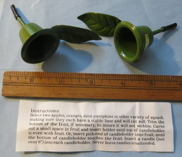 2 Packs Green Leaf Candle Picks to Hold Candles in Fruit or Vegetables with Inst