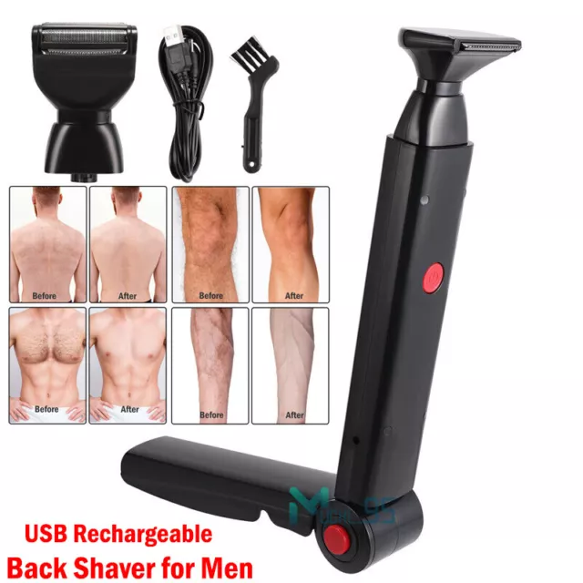 Body Hair Removal Electric Back Shaver Razor Trimmer for Men with Long Handle