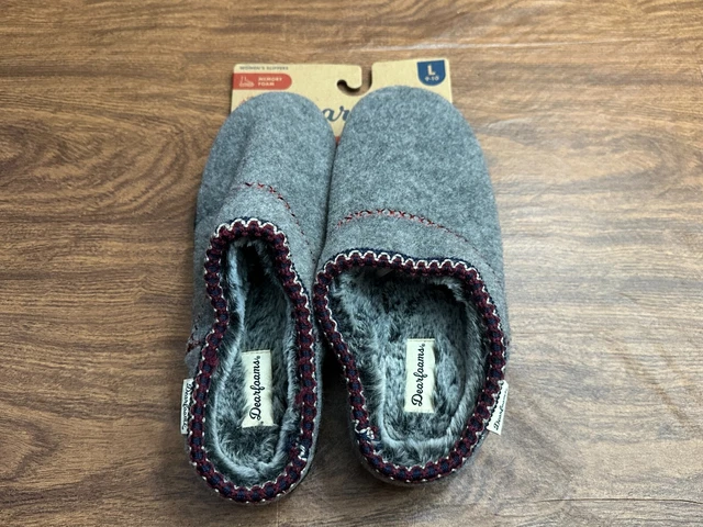 Dearfoams Light Heather Grey - Women's L (9-10) Memory Foam Slippers