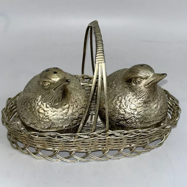 Cruet Set Chicks Birds Silver plated, Vintage, 15cm Wide, 10cm Tall